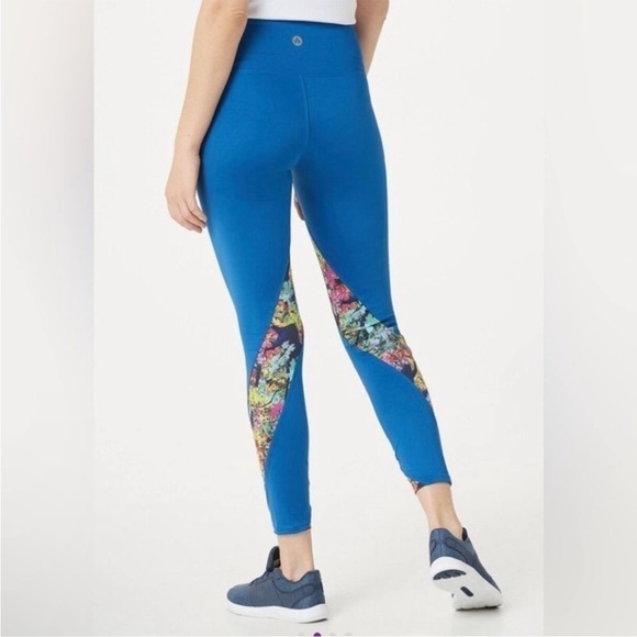 Soulgani Active Petite Blue Floral Leggings Size MP - Picture 3 of 13